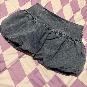 Le Lis Denim Bubble Skirt | Acid Wash 80s Style Mini Skirt | Small